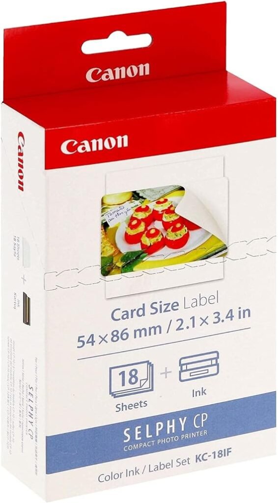 Canon KC-18IF - Adhesivos para Selphy (de tamaño tarjeta de crédito, 18 unidades, 54 x 86 mm)