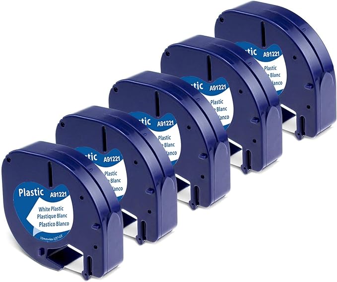 Aken Cinta de Etiquetas compatible para Dymo Letratag, Recambios Plastic. 12mm x 4m