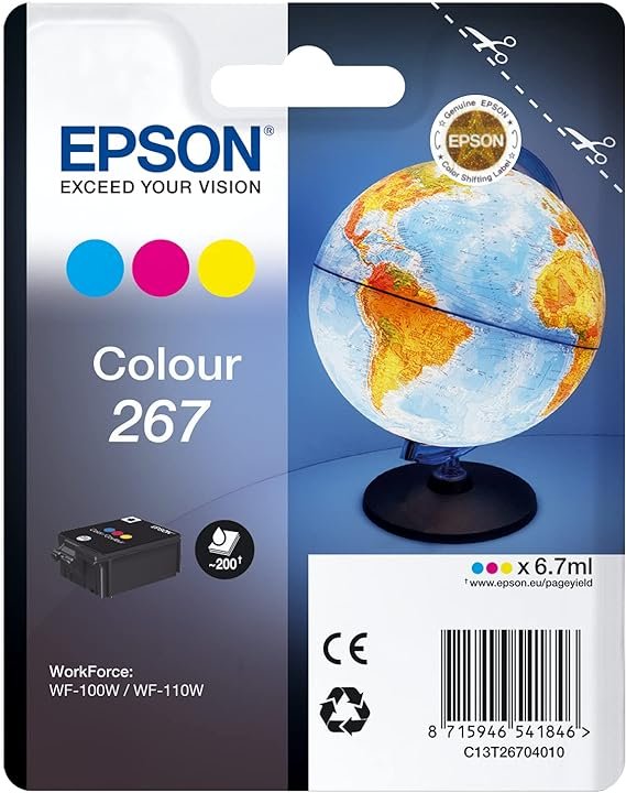 Epson WorkForce - Tinta, color cian, magenta y amarillo valido para EPSON WorkForce WF-100W