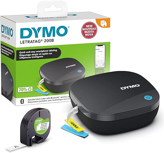 Etiquetadora DYMO LetraTag 200B Bluetooth, Impresora de etiquetas compacta |Se conecta mediante tecnologia inalambrica Bluetooth a iOS y Android