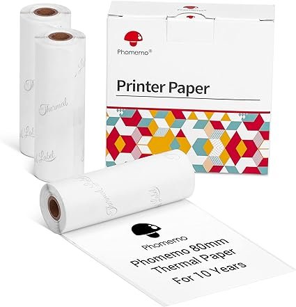 Rollo de papel fotografico termico para la impresora Phomemo M04AS tamaño 80mm